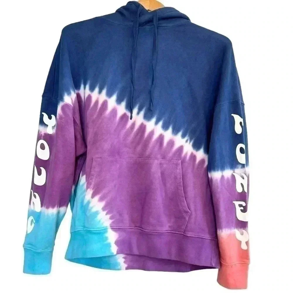 🌈 6/$60 American EagleXYoung Money, Tie Dye Hoodie, Purple/Blue/White, Medium